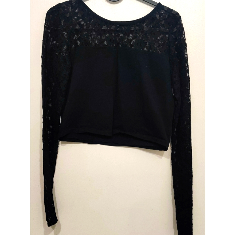 Faballey Black Mesh Crop Top
